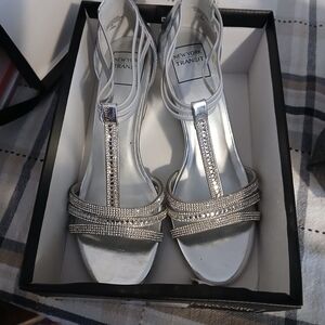 New York Transit Metallic Silver Heeled Sandals